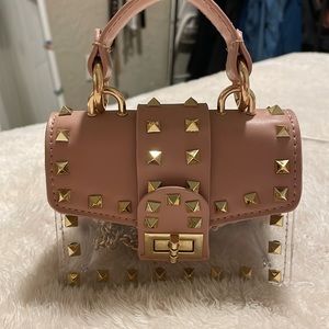 Pink and clear mini bag with gold accents